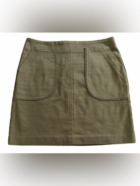 LOFT Olive Green Mini Skirt with Front Pockets, NWT, Size 8P